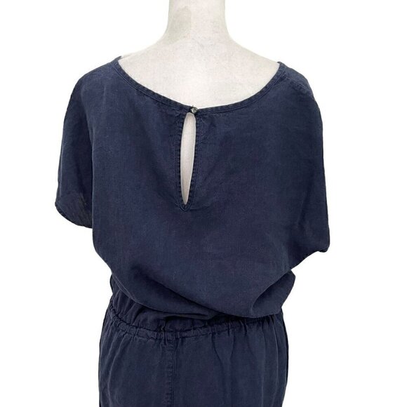 J.Crew Linen Blend V-Neck Relaxed Jumpsuit Playsuit Preppy Navy Blue size Small - Picture 8 of 11